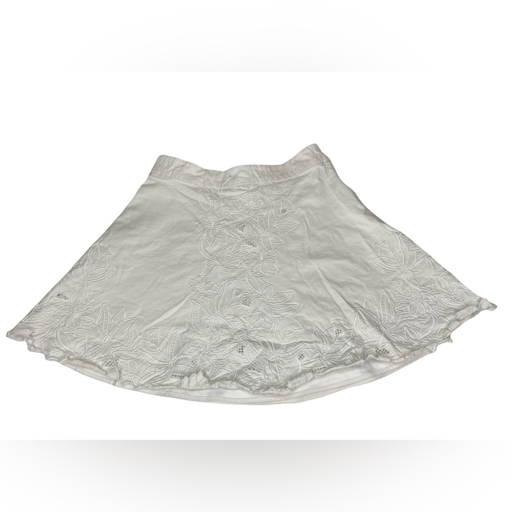 Parker A-Line Embroidered Lined Floral Skirt White Size 4
